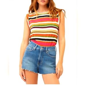 Veronica Beard Dree Stripe Muscle Tee in Multi Tank Top Size S